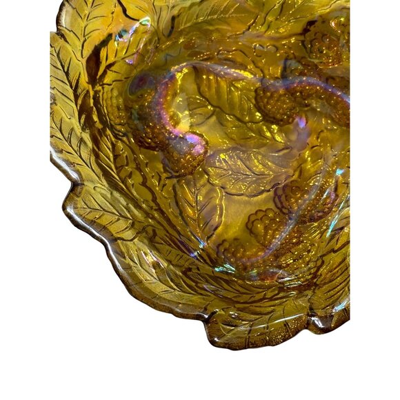 Vintage Indiana Glass Loganberry Candy Dish Triangular Amber Carnival Glass‎ - Picture 4 of 7